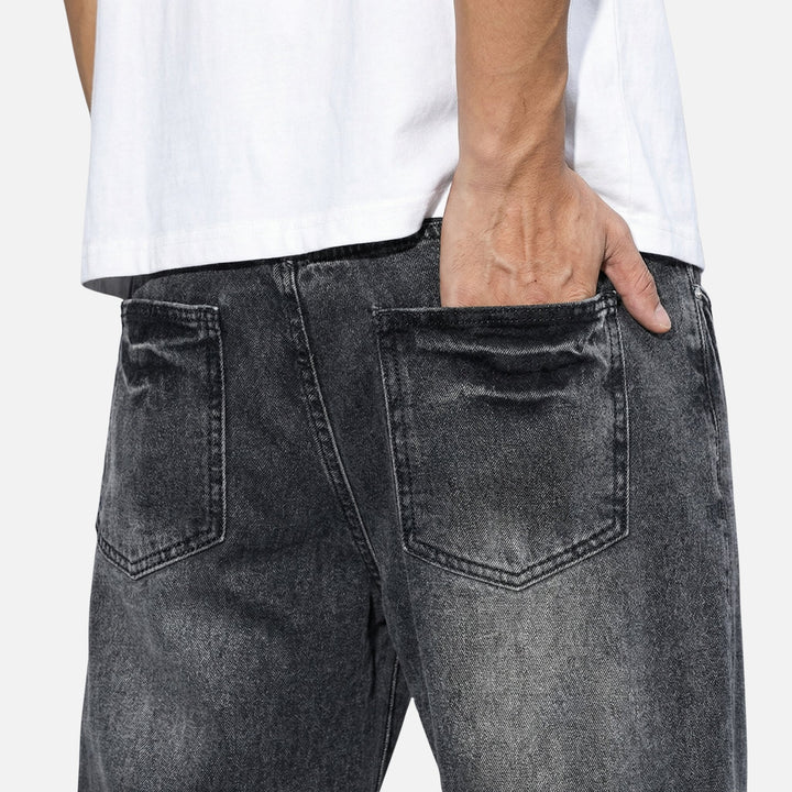 Straight Fit Denim Jeans – Faded Wash for Men