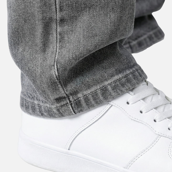 Straight Fit Denim Jeans – Faded Wash for Men