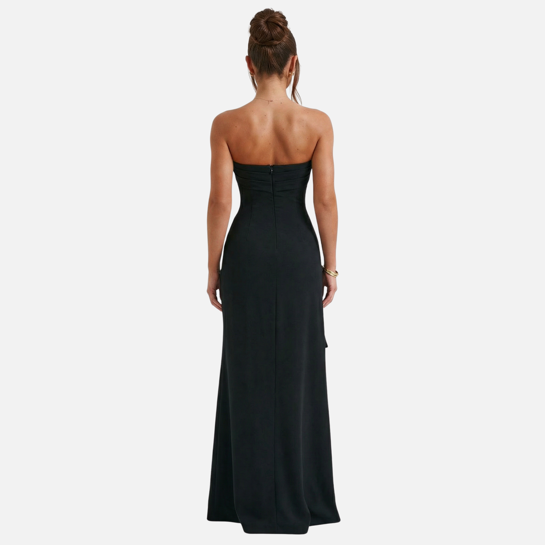 Strapless Evening Dress with Side Drape for Women