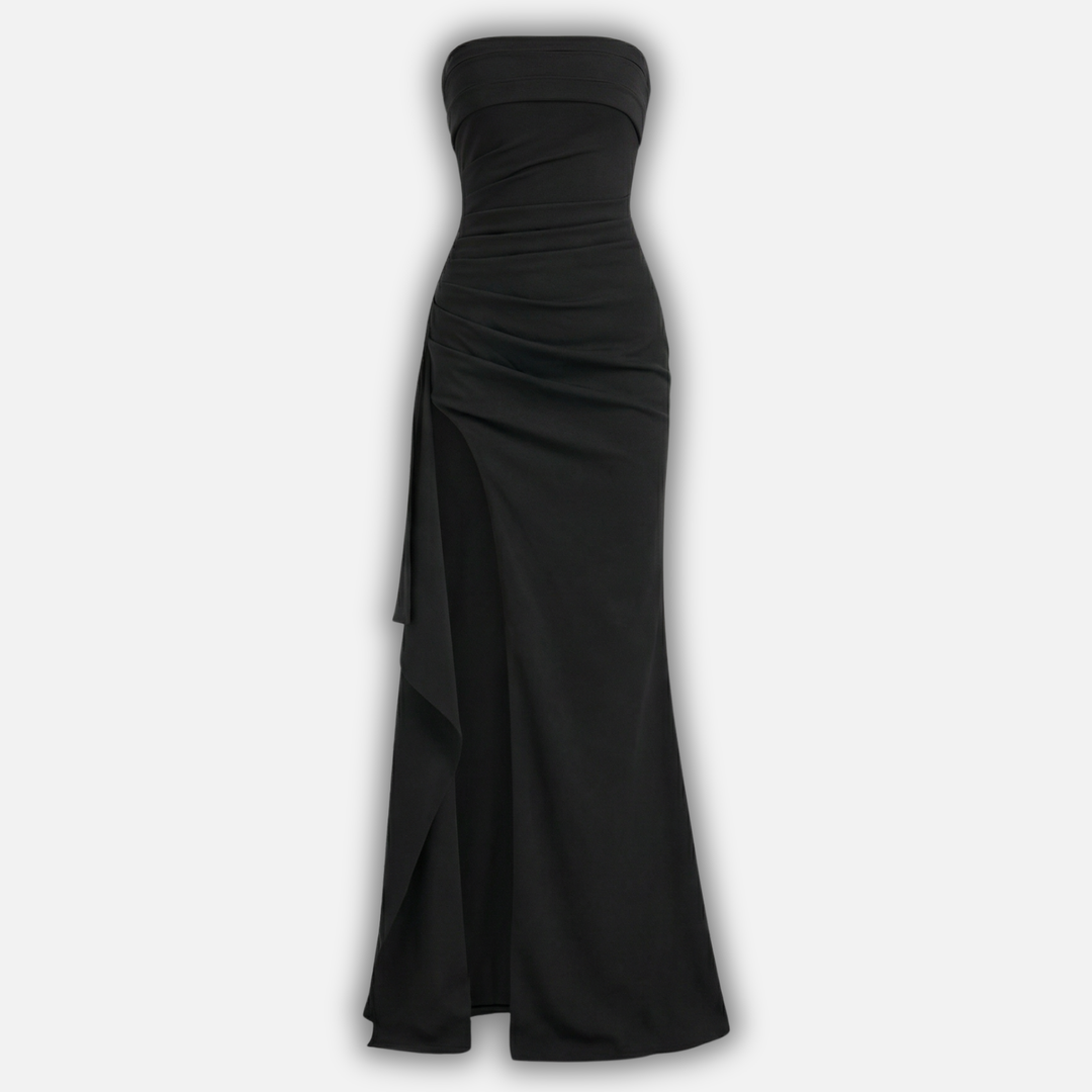 Strapless Evening Dress with Side Drape for Women