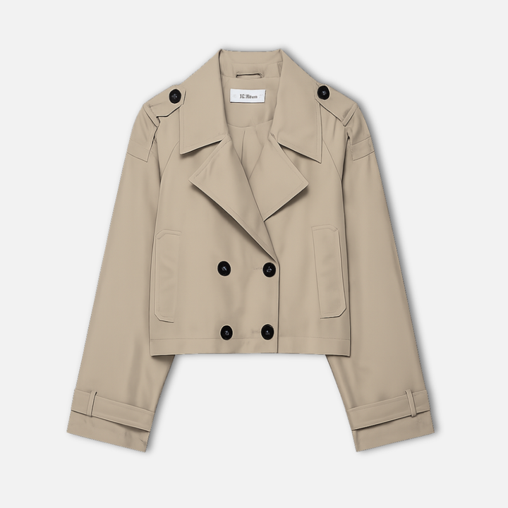 Structured Cropped Coat with Side Pockets for Women
