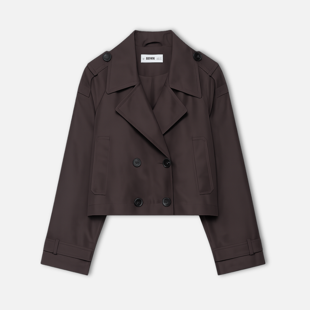 Structured Cropped Coat with Side Pockets for Women