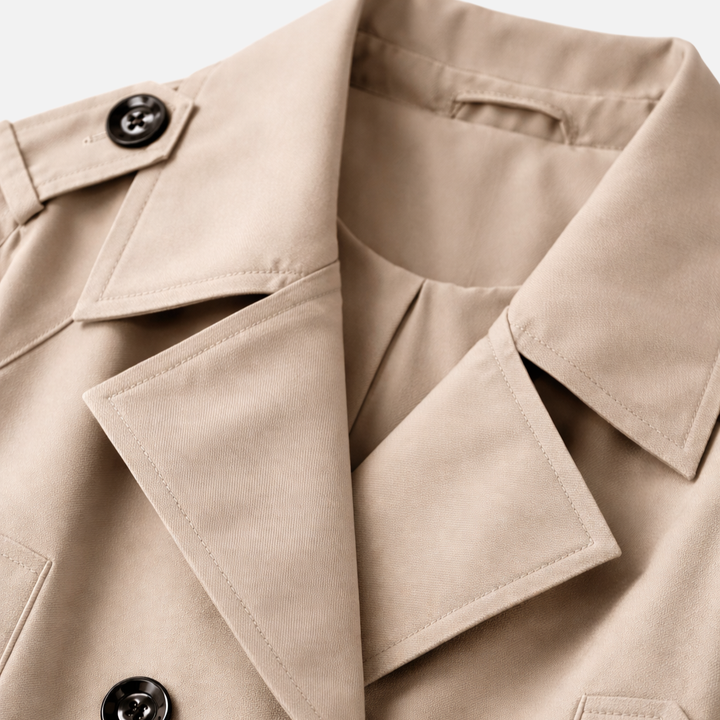 Structured Cropped Coat with Side Pockets for Women
