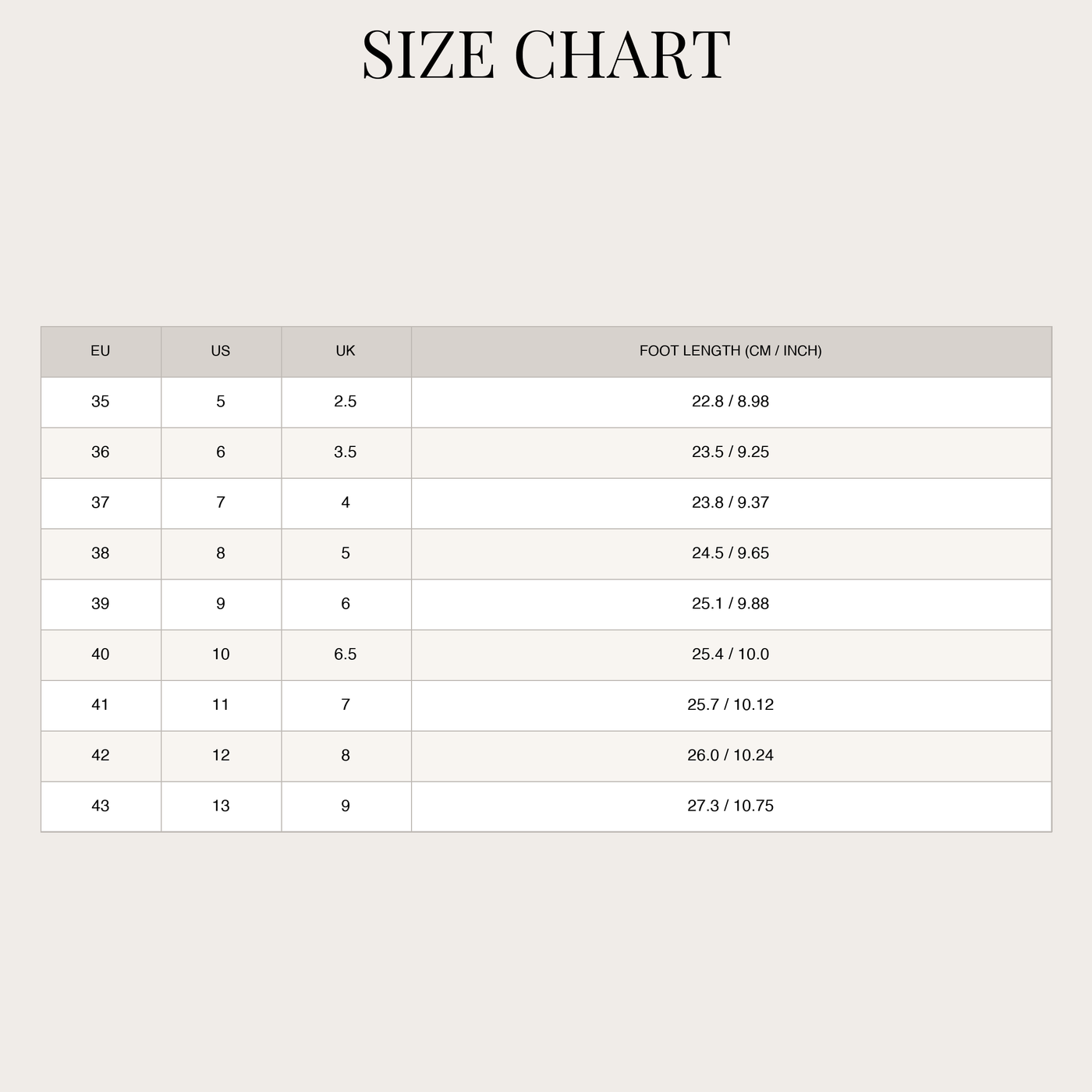 Women's Comfort Sandals – Structured Material with Platform Sole size chart