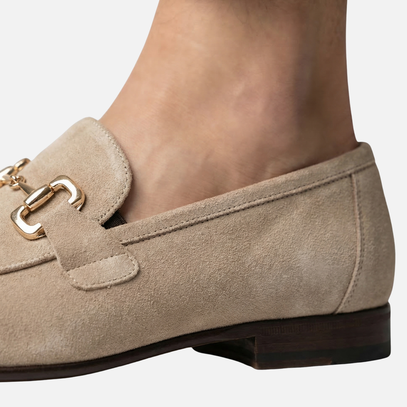 Suede Loafers – Classic Buckle Slippers for Men