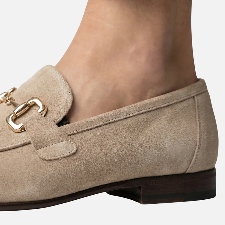 Suede Loafers – Classic Buckle Slippers for Men