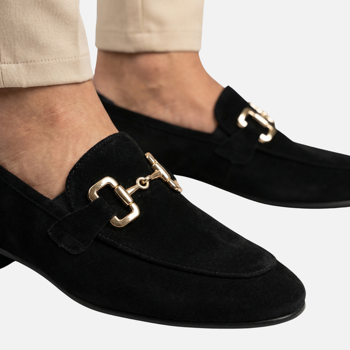 Suede Loafers – Classic Buckle Slippers for Men
