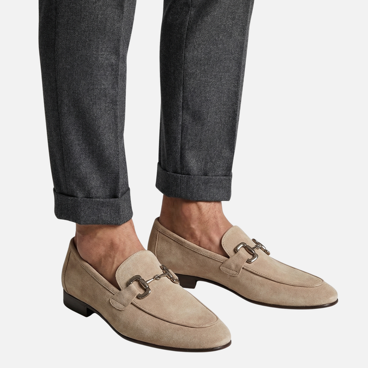 Suede Loafers – Classic Buckle Slippers for Men