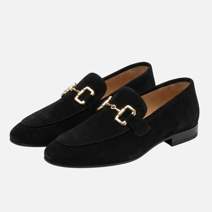 Suede Loafers – Classic Buckle Slippers for Men