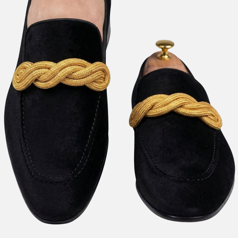Suede Loafers with Rope Detail for Men