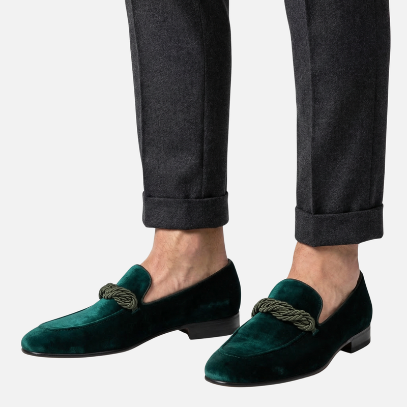 Suede Loafers with Rope Detail for Men