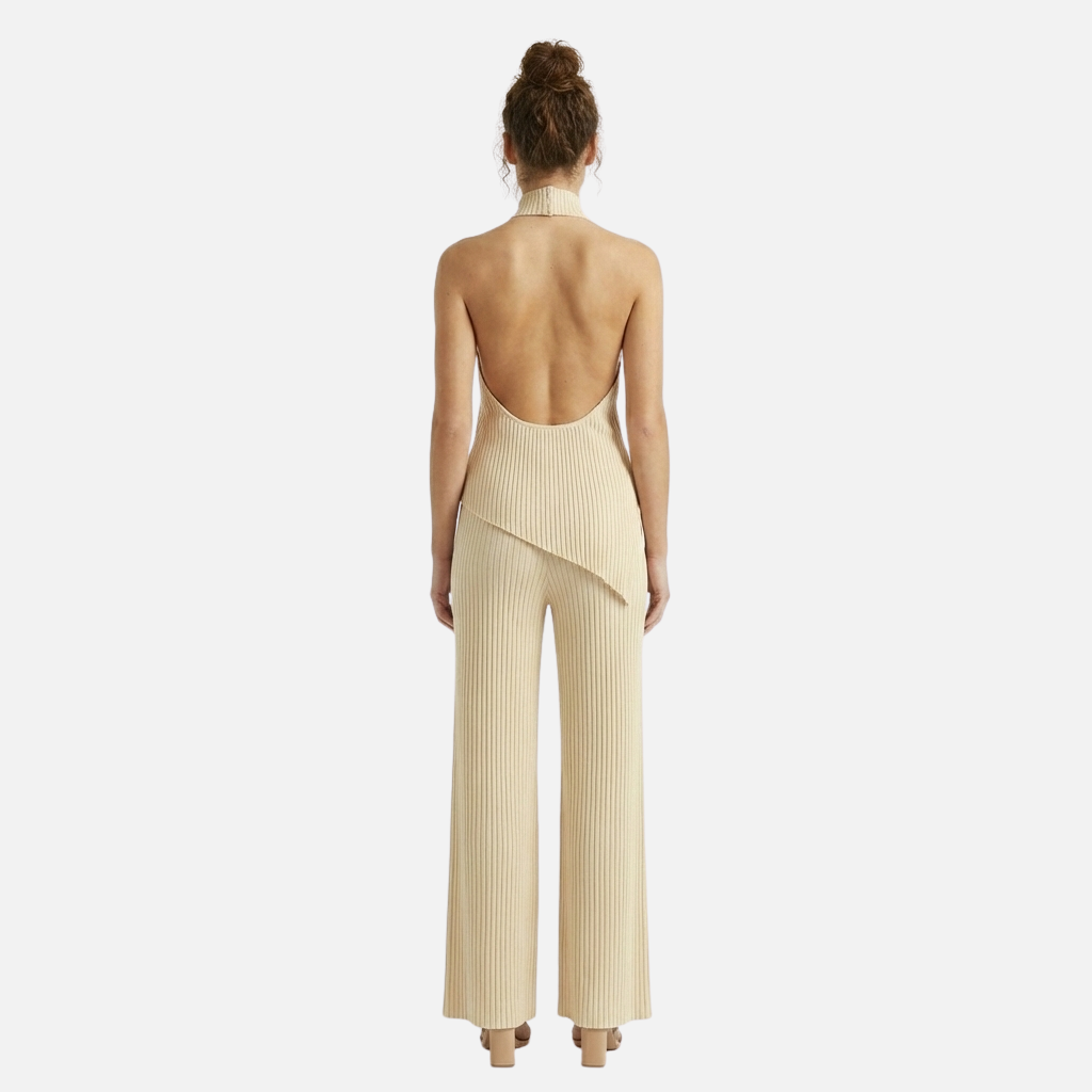Summer Pleated Two-Piece Set with Halter Top for Women