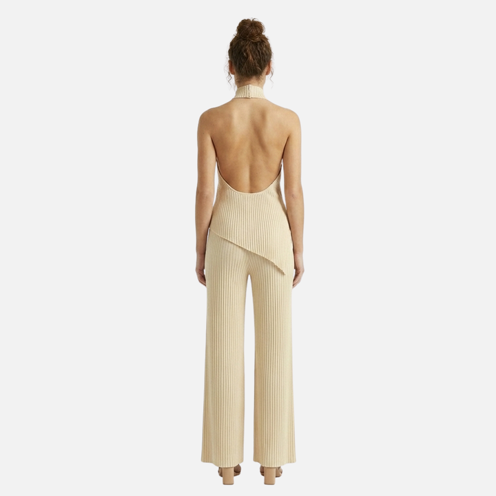 Summer Pleated Two-Piece Set with Halter Top for Women
