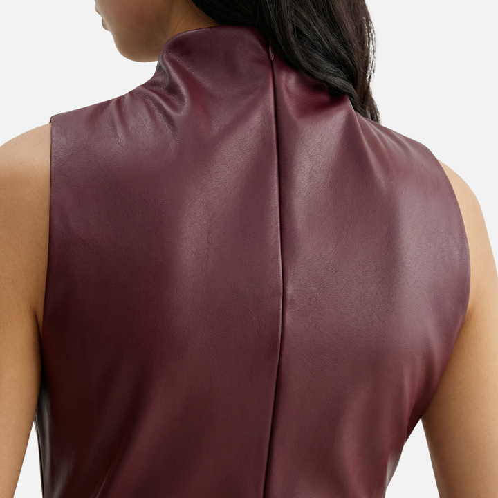 Asymmetrical Draped Sleeveless Top – Mock Neck for Women