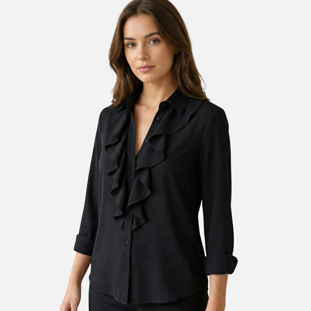Summer Casual Print Blouse with V-Neck Ruffle for Women