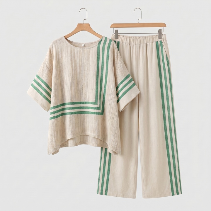 Summer Linen Set of Airy Wide-Leg Pants for Women