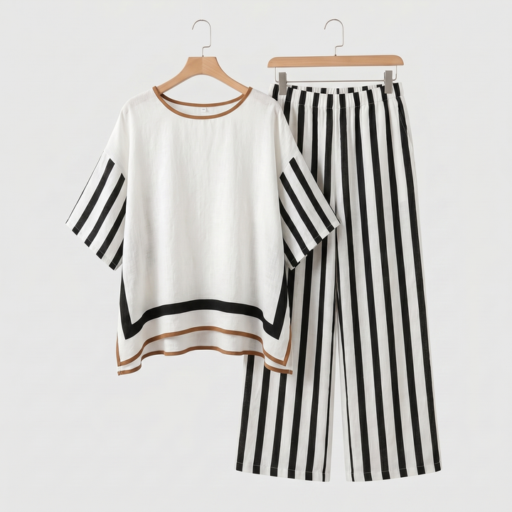 Summer Linen Set of Airy Wide-Leg Pants for Women