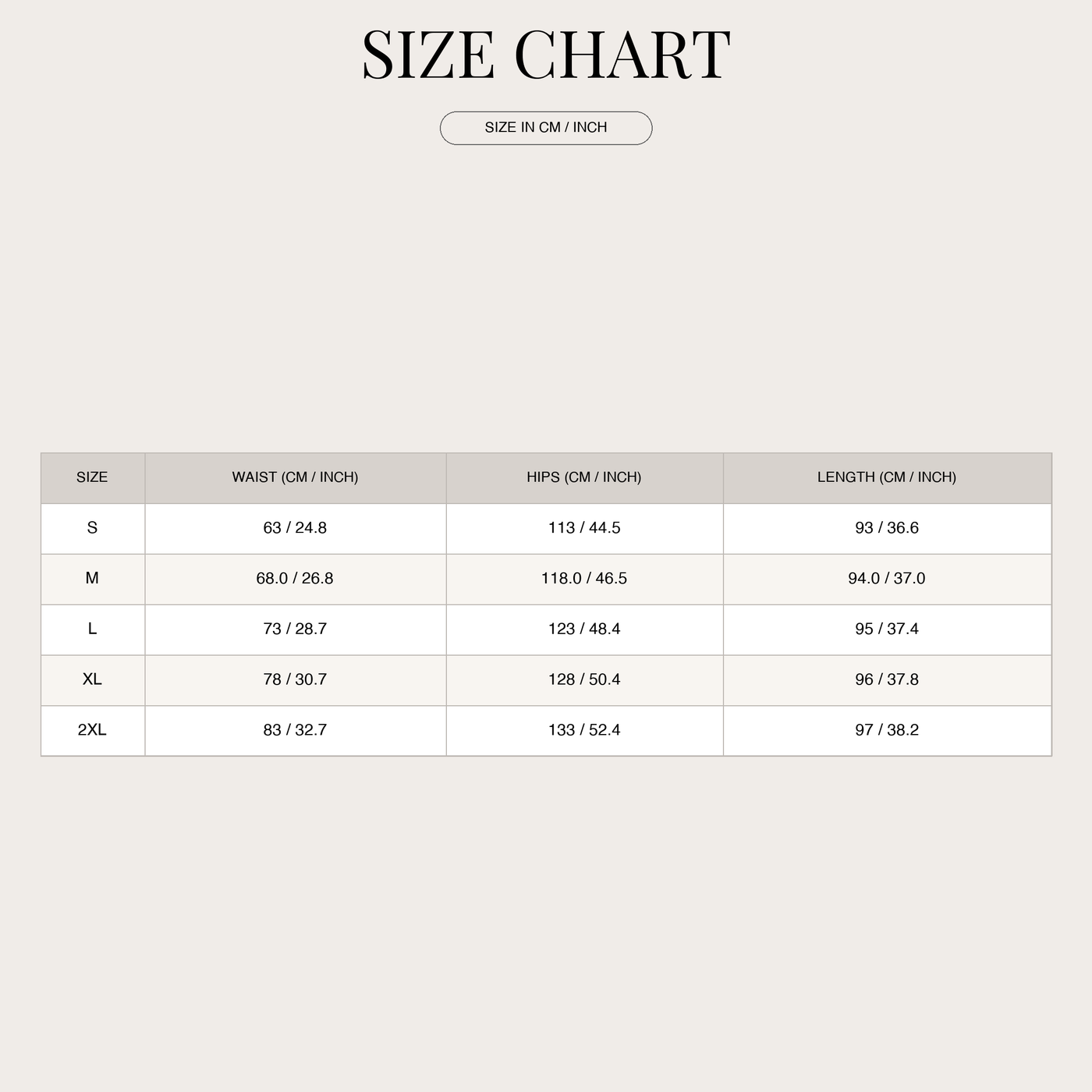 Women's Summer Pants – Flowy Wide Leg Dot Print size chart