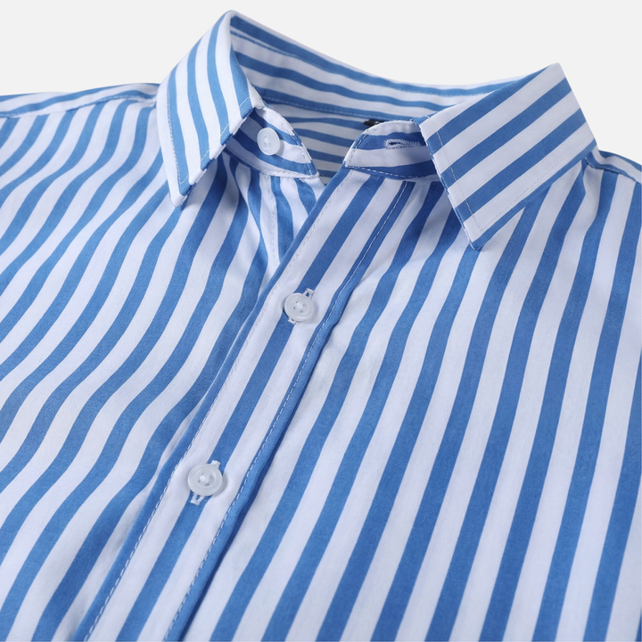 Summer Tailored Fit Striped Button-Down Shirt for Men