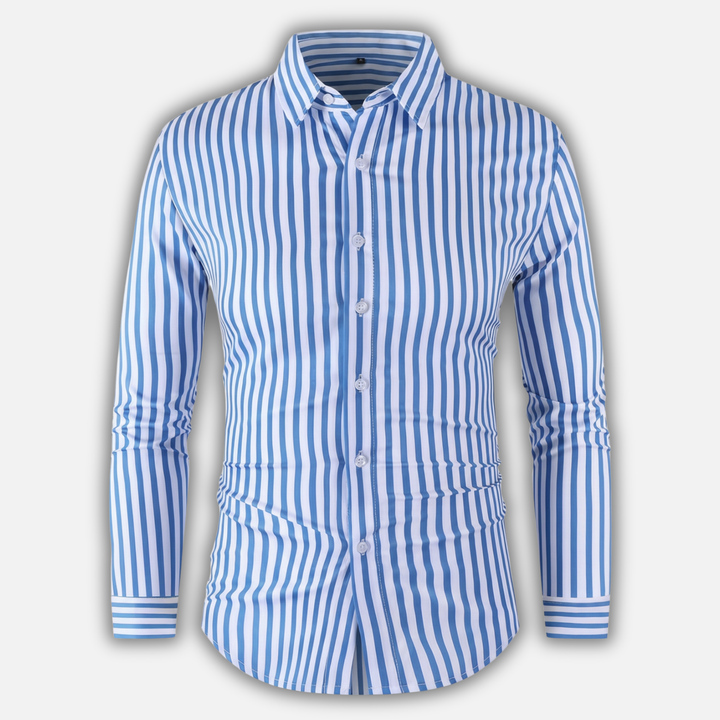 Summer Tailored Fit Striped Button-Down Shirt for Men