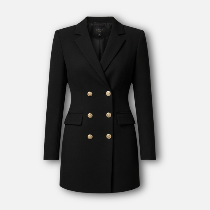 Tailored Blazer with Buttons and Flared Bottom for Women