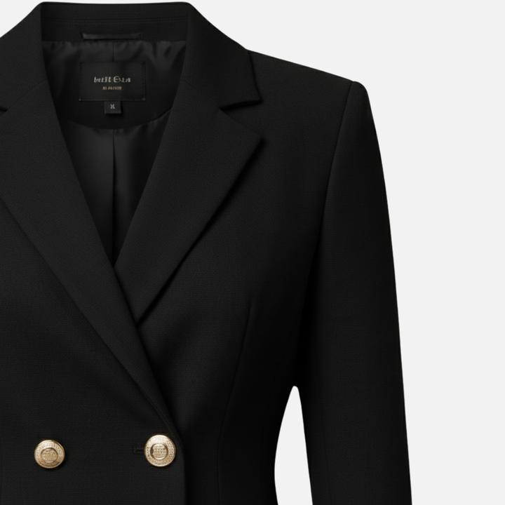 Tailored Blazer with Buttons and Flared Bottom for Women