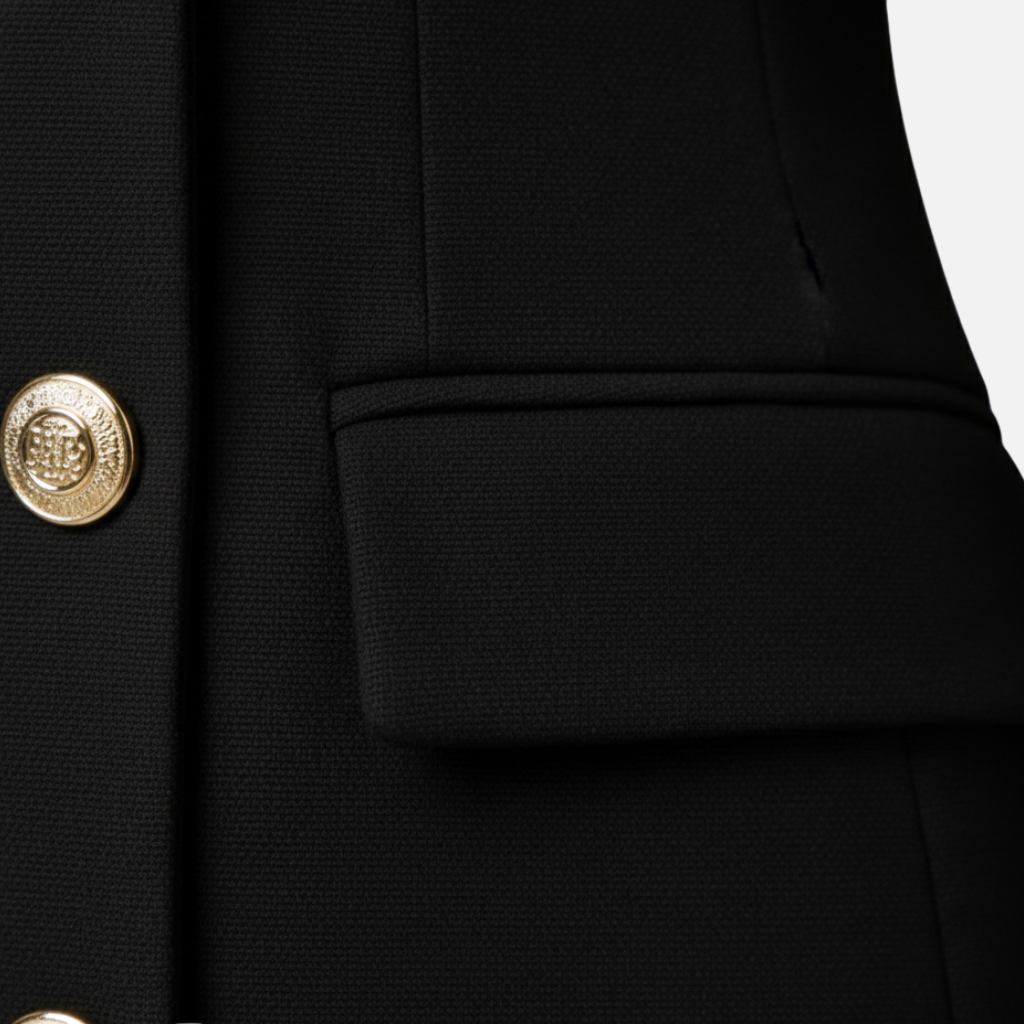 Tailored Blazer with Buttons and Flared Bottom for Women