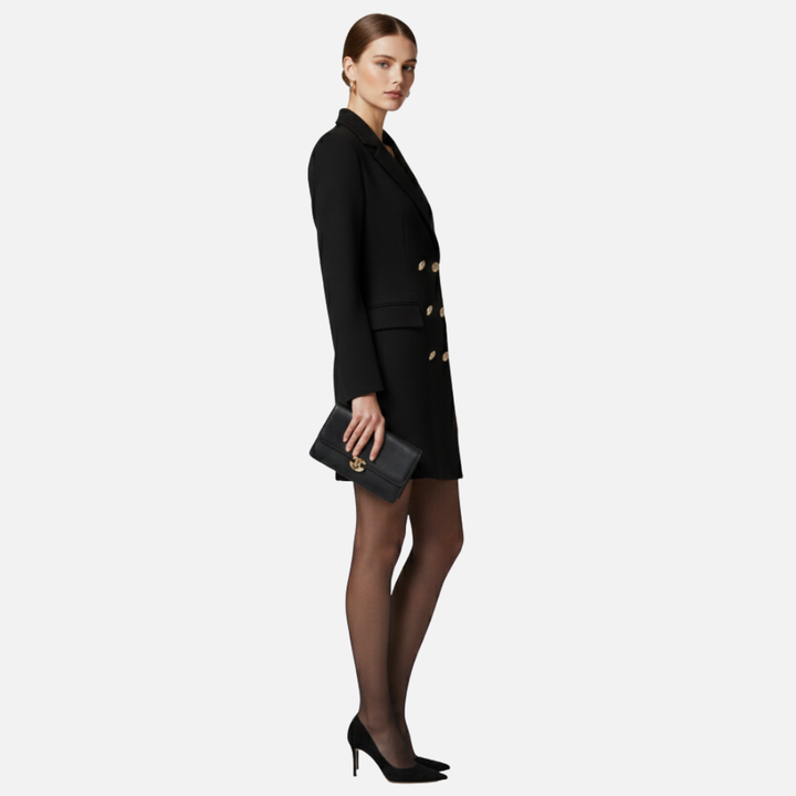 Tailored Blazer with Buttons and Flared Bottom for Women