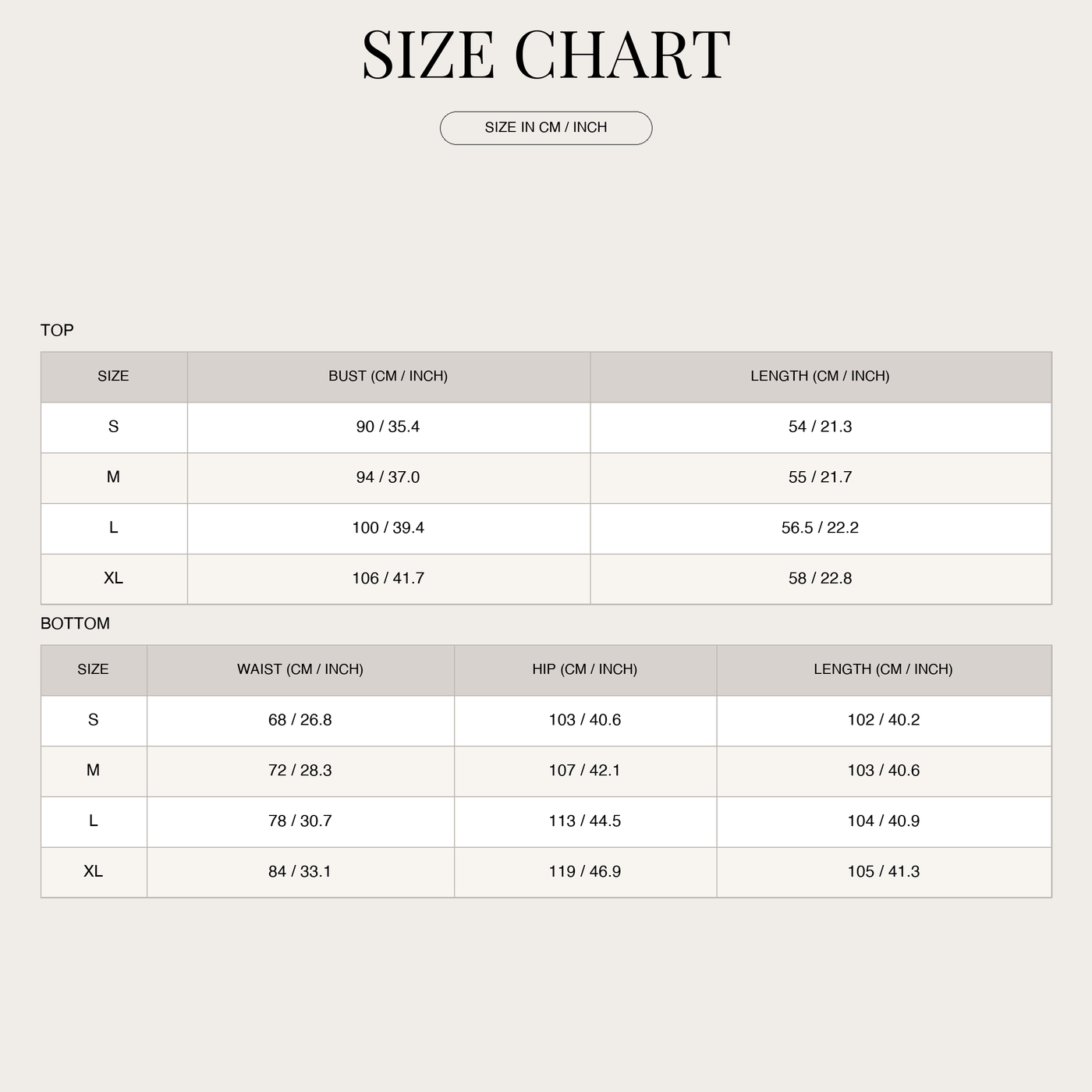 Women's Tailored Set – Asymmetric Vest with Wide-Leg Trousers size chart