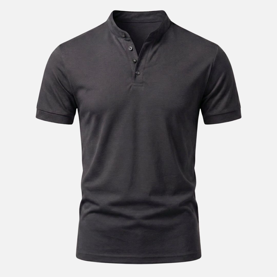 Tailored Soft Knit Shirt with Stand Collar for Men
