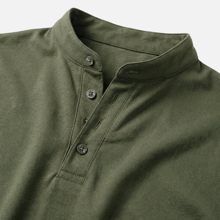 Tailored Soft Knit Shirt with Stand Collar for Men