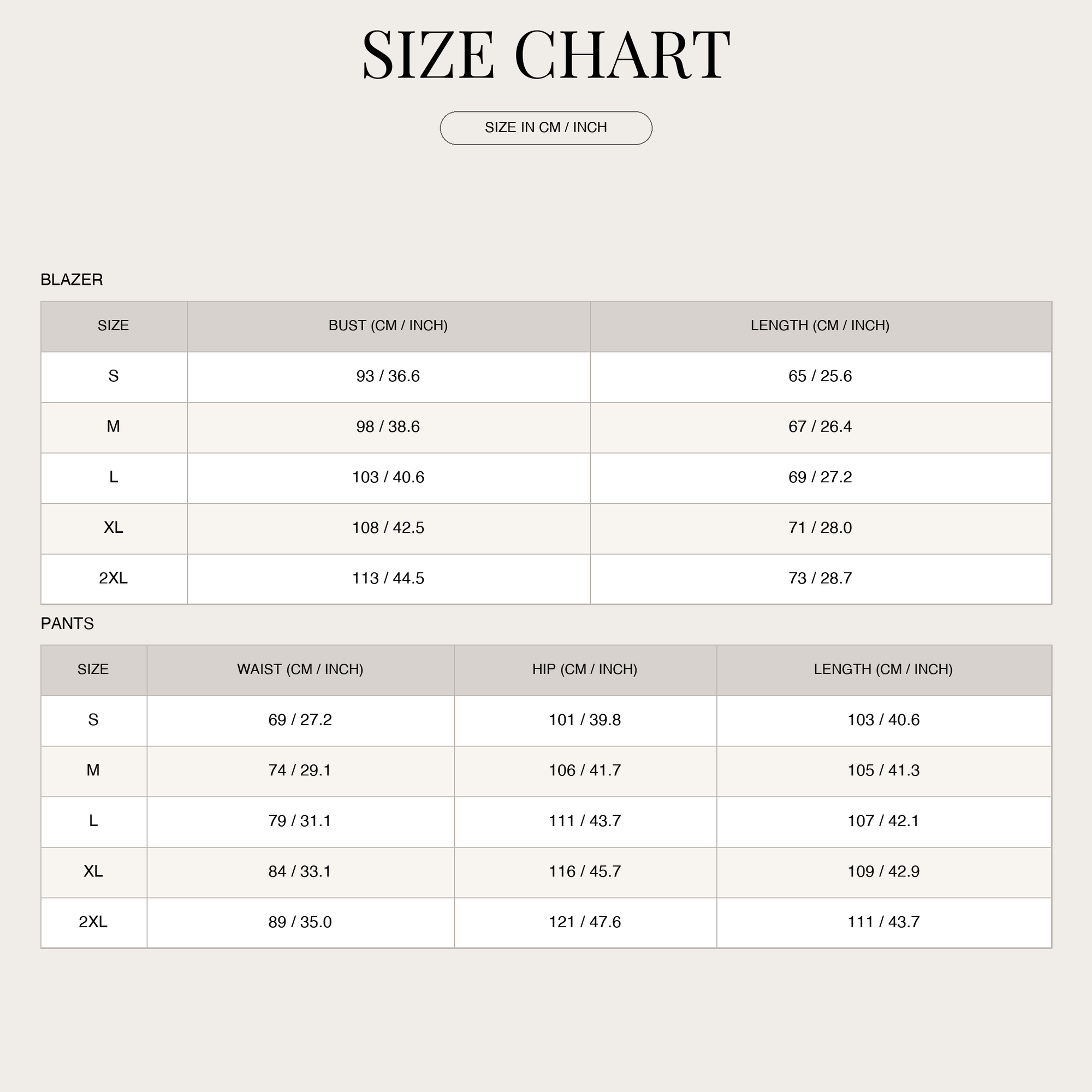 Size Chart