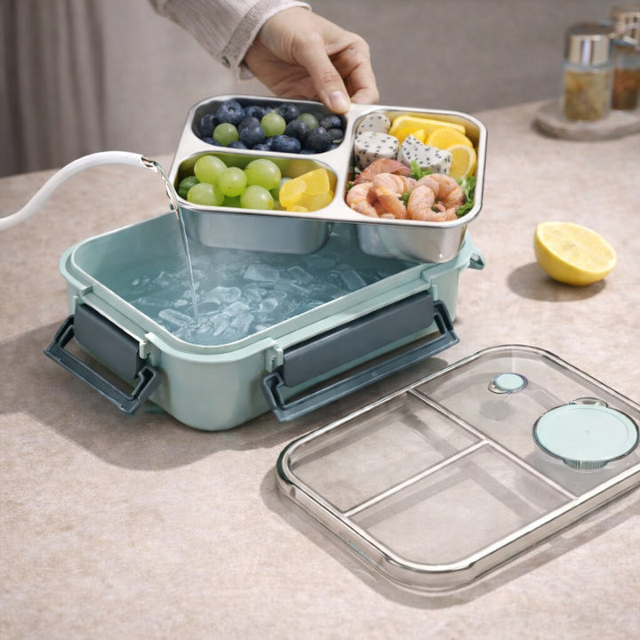 Thermos Lunch Box – 3 Compartments with Leak-Proof Stainless Steel for School 1