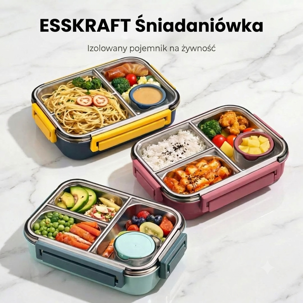 Thermos Lunch Box – 3 Compartments with Leak-Proof Stainless Steel for School 2