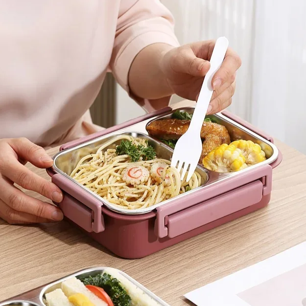 Thermos Lunch Box – 3 Compartments with Leak-Proof Stainless Steel for School 8