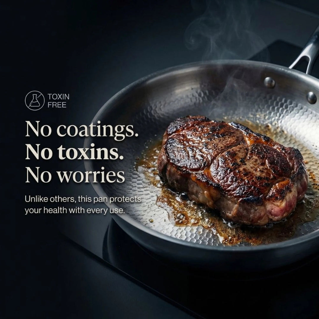 Titanium Frying Pan – With Hammered Base Structure for Less Oil and Including Glass Lid 6