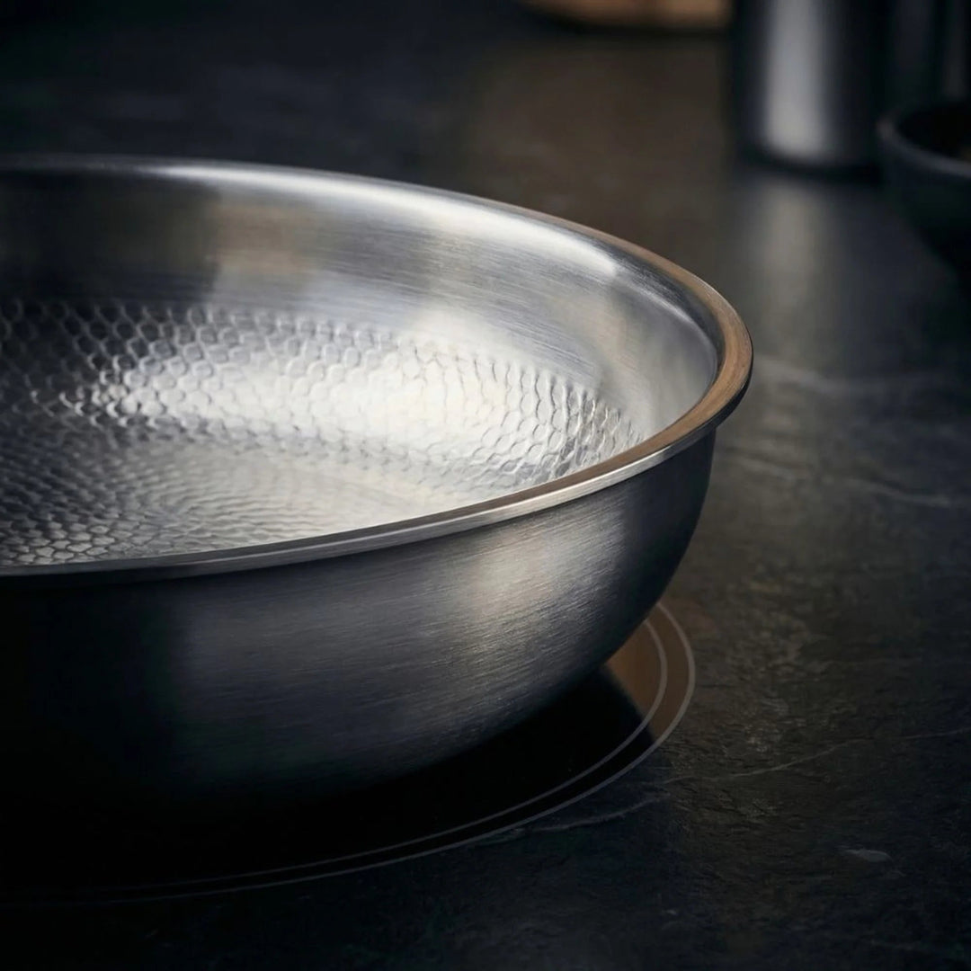 Titanium Frying Pan – With Hammered Base Structure for Less Oil and Including Glass Lid 8