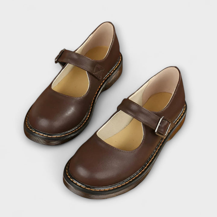 Chunky Sole Mary Jane Flats with Buckle Strap for Women