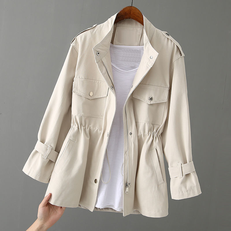 Twill_Utility_Jacket_Upright_Collar_Cargo_Pockets_for_Women_1