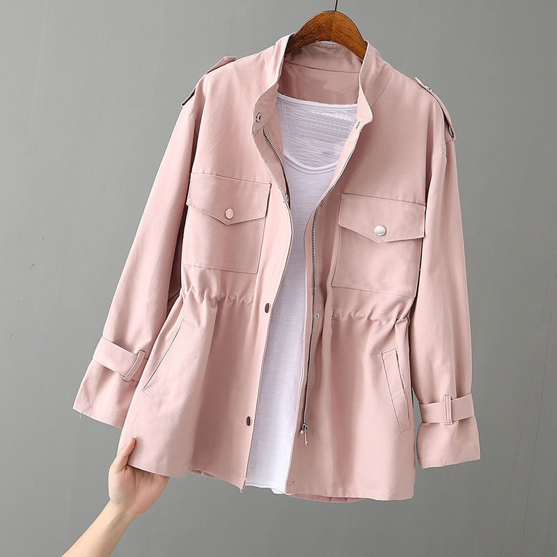 Twill_Utility_Jacket_Upright_Collar_Cargo_Pockets_for_Women_4