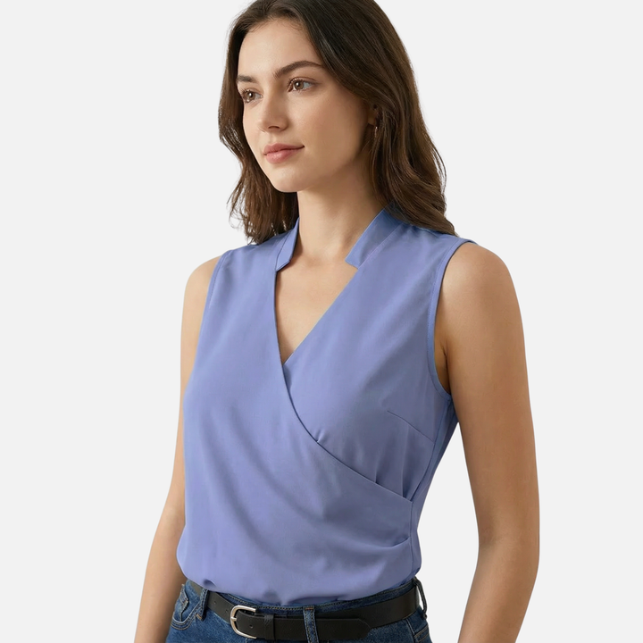 V-Neck Top with Wrap Front for Women