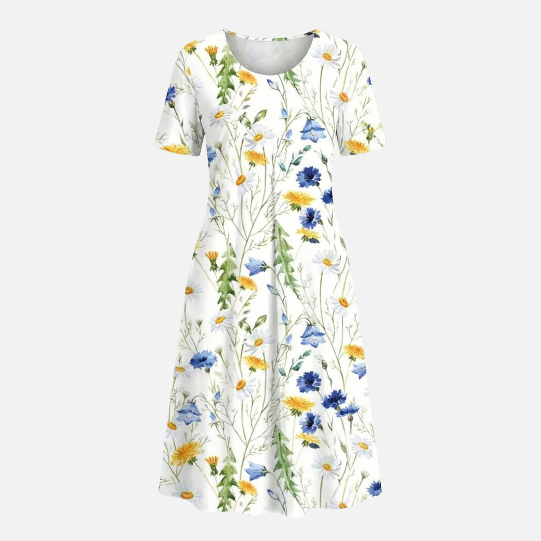 Viscose Mid-Length Dress with Self-Tie Belt for Women