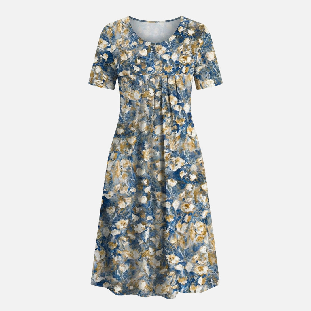 Viscose Mid-Length Dress with Self-Tie Belt for Women