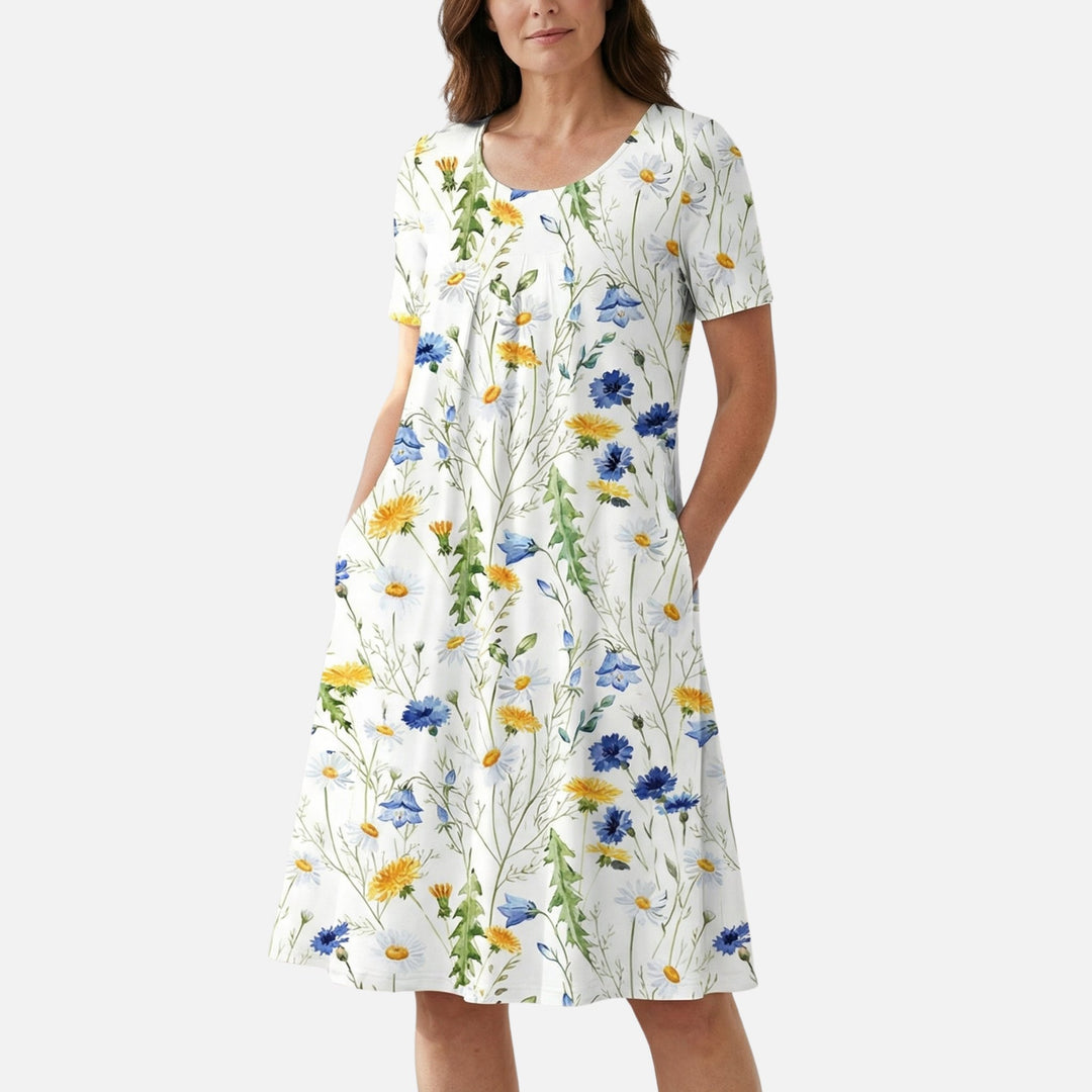 Viscose Mid-Length Dress with Self-Tie Belt for Women