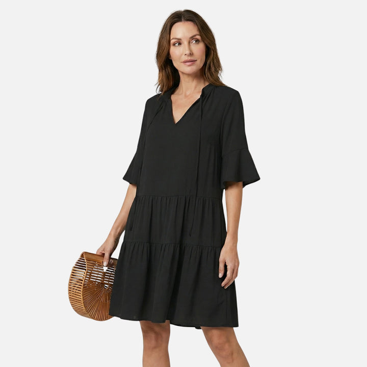 Viscose Midi Dress with Leopard V-Neck for Women