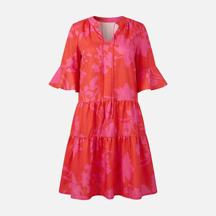 Viscose Midi Dress with Leopard V-Neck for Women