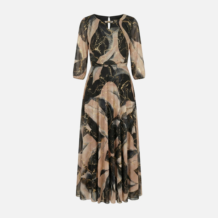 V-neck Chiffon Maxi Dress with Stretch Waist for Women