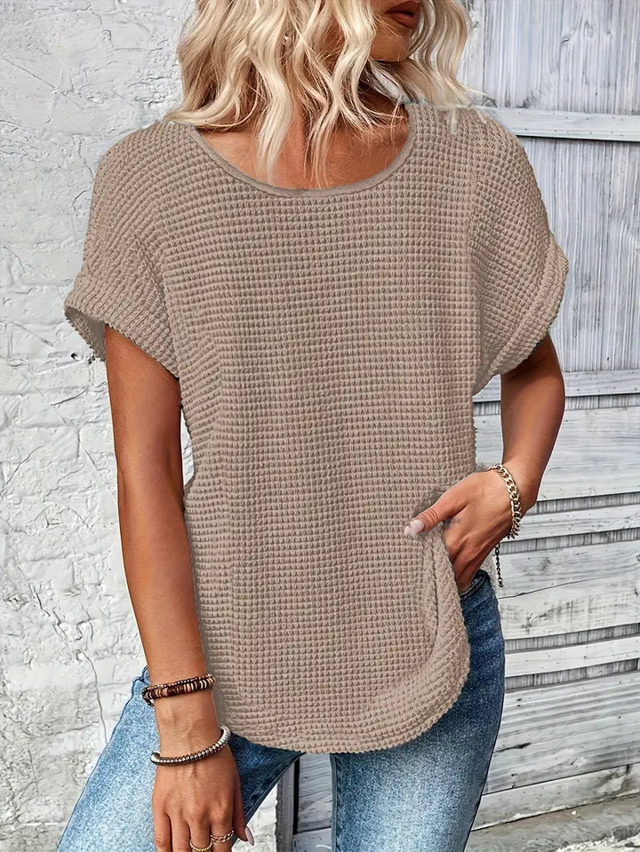 Crew_Neck_Waffle_Knit_Top_with_Relaxed_Fit_for_Women_11