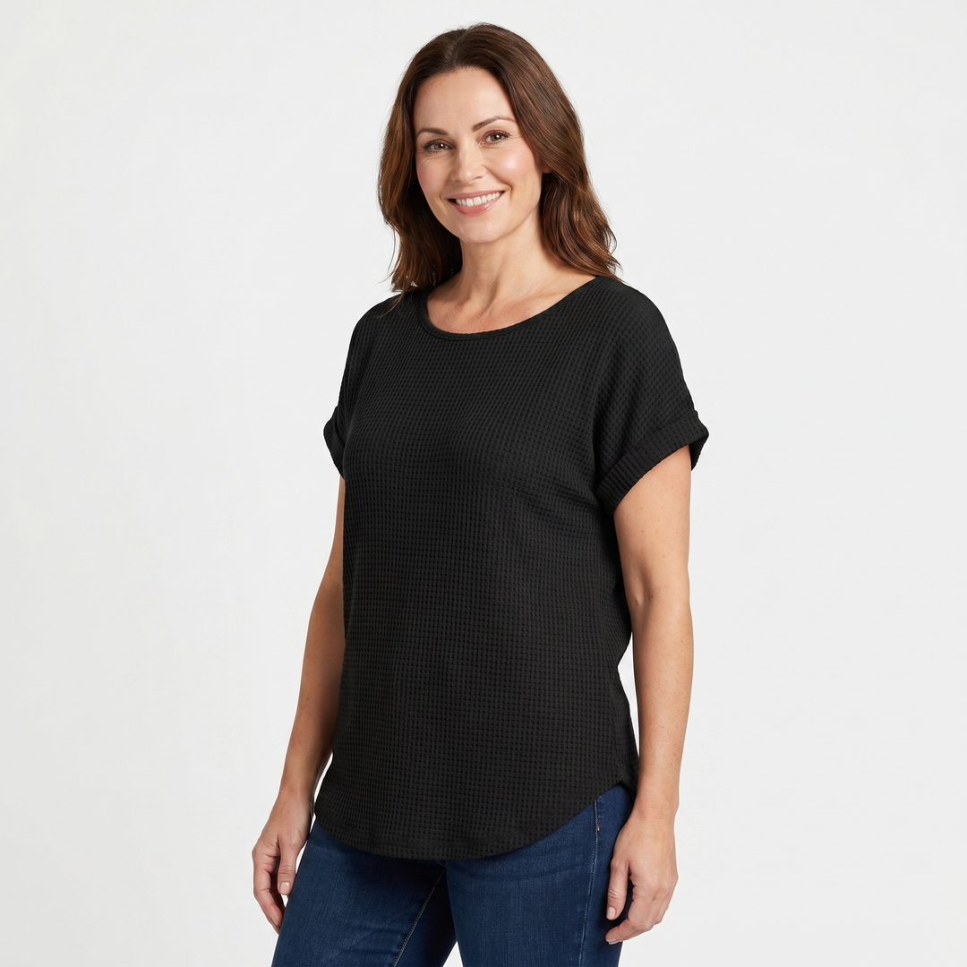 Crew_Neck_Waffle_Knit_Top_with_Relaxed_Fit_for_Women_3