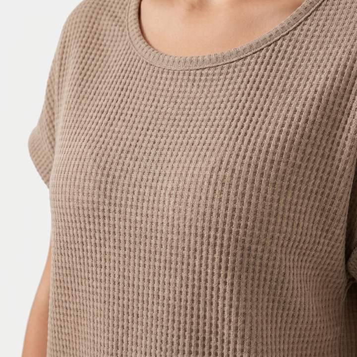 Crew_Neck_Waffle_Knit_Top_with_Relaxed_Fit_for_Women_7